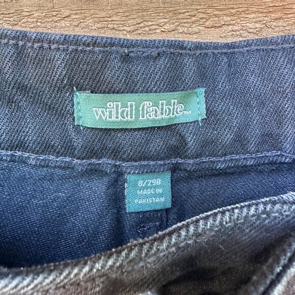 Wild Fable High-Rise Black Baggy Jeans With Distressed Knees Size 8/29 Cotton Bl - Picture 2 of 14